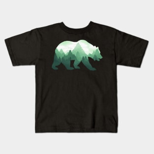 Dramabite Bear Double Exposure Grizzly Surreal Wildlife Animal Kids T-Shirt